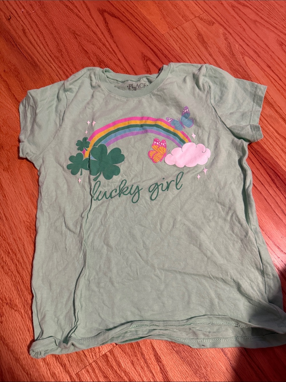 Place Mint Green 'Lucky Girl' Rainbow Tee